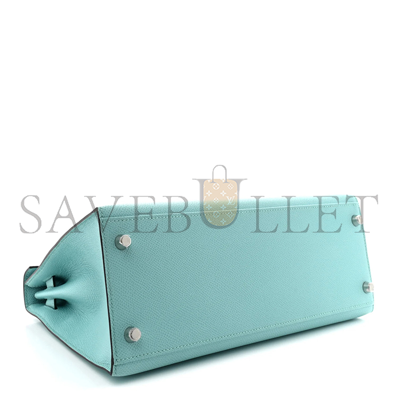 HERMES MASTER KELLY 28 SELLIER EPSOM BLEU ATOLL PALLADIUM HARDWARE (28*22*10cm)